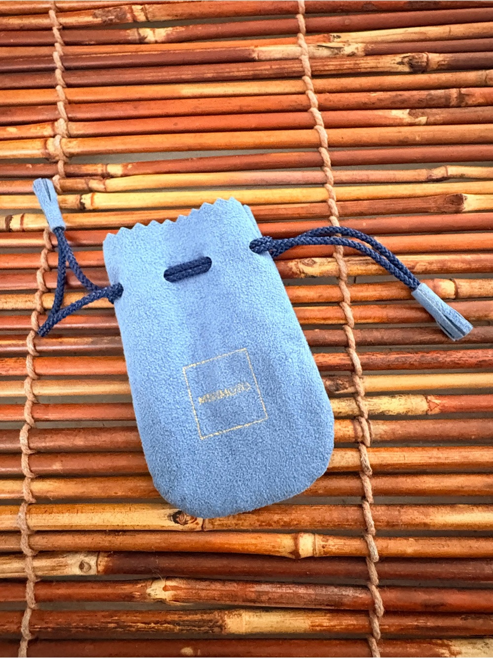 Mikimoto Powder Blue Suede Drawstring Jewelry Pouch